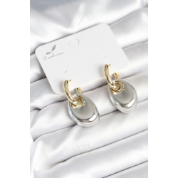 Mey İthalat® Pirinç Damla Model Gümüş Gold Renk Kadın Küpe