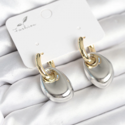 Mey İthalat® Pirinç Damla Model Gümüş Gold Renk Kadın Küpe