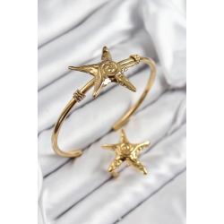 Mey İthalat® Pirinç Deniz Yıldızı Model Gold Renk Bileklik Yüzük Set