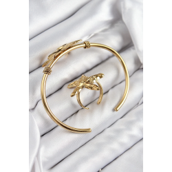 Mey İthalat® Pirinç Deniz Yıldızı Model Gold Renk Bileklik Yüzük Set