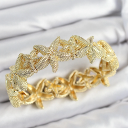 Mey İthalat® Pirinç Deniz Yıldızı Model Gold Renk Lastikli Kadın Bileklik