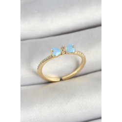 Mey İthalat® Pirinç Fiyonk Figürlü Zirkon Taşlı Gold Renk Ayarlanabilir Kadın Yüzük