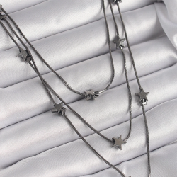 Mey İthalat® Pirinç Füme Renk 3'Lü Yıldız Model Kadın Kolye