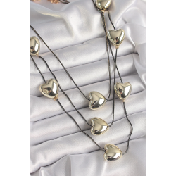 Mey İthalat® Pirinç Füme Renk Zincir 3D Gold Renk Kalp Model Kadın Kolye