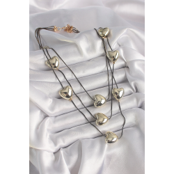 Mey İthalat® Pirinç Füme Renk Zincir 3D Gold Renk Kalp Model Kadın Kolye