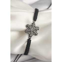 Mey İthalat® Pirinç Füme Renk Zirkon Taşlı Kar Tanesi Figür Makrome Asansörlü Model Kadın Bileklik