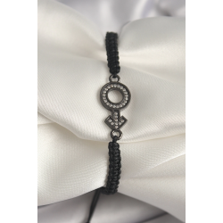 Mey İthalat® Pirinç Füme Renk Zirkon Taşlı Venüs Mars Asansörlü Makrome Model Kadın Bileklik