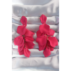 Mey İthalat® Pirinç Fuşya Renk Sallantılı Yaprak Model Küpe