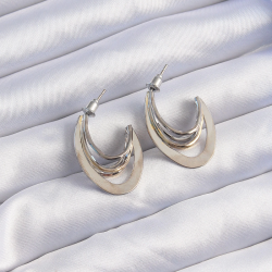 Mey İthalat® Pirinç Gold Gümüş Renkli Düz Plaka Halka Küpe