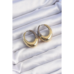 Mey İthalat® Pirinç Gold Gümüş Renkli Oval Bombeli Küpe