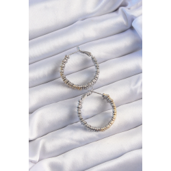 Mey İthalat® Pirinç Gold Gümüş Renkli Tırtıklı Halka Küpe