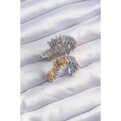 Mey İthalat® Pirinç Gold Gümüş Renkli Tırtıklı Kalp Küpe