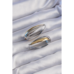 Mey İthalat® Pirinç Gold Gümüş Renkli Uzun Kıvrımlı Küpe