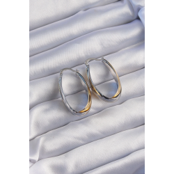 Mey İthalat® Pirinç Gold Gümüş Renkli Uzun Kıvrımlı Küpe