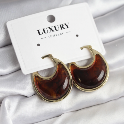 Mey İthalat® Pirinç Gold Kahverengi Renk Vintage Kadın Küpe