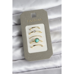 Mey İthalat® Pirinç Gold Renk 5'li Yüzük Seti