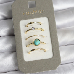 Mey İthalat® Pirinç Gold Renk 5'li Yüzük Seti