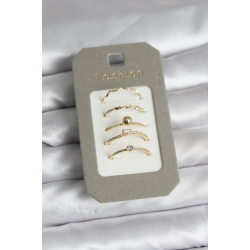 Mey İthalat® Pirinç Gold Renk 5'li Yüzük Seti