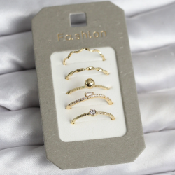 Mey İthalat® Pirinç Gold Renk 5'li Yüzük Seti