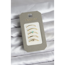 Mey İthalat® Pirinç Gold Renk 5'li Yüzük Seti