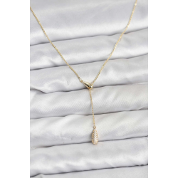 Mey İthalat® Pirinç Gold Renk Asansörlü Damla Model Kadın Kolye