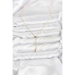 Mey İthalat® Pirinç Gold Renk Asansörlü Damla Model Kadın Kolye