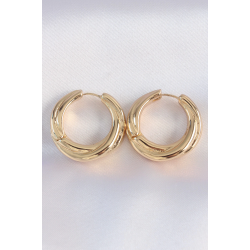 Mey İthalat® Pirinç Gold Renk Asimetrik Kıvrım Küpe