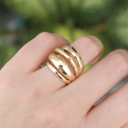 Mey İthalat® Pirinç Gold Renk Ayarlanabilir Tırtıklı Bombe Yüzük