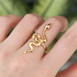 Mey İthalat® Pirinç Gold Renk Ayarlanabilir Yılan Yüzük