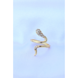 Mey İthalat® Pirinç Gold Renk Ayarlanabilir Zirkon Taşlı Yılan Yüzük