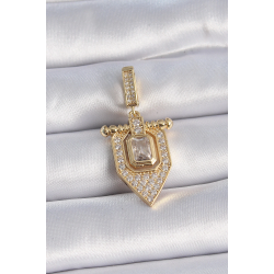 Mey İthalat® Pirinç Gold Renk Baget Zirkon Taşlı Ajda Charm