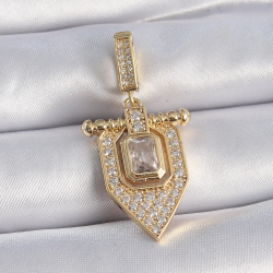 Mey İthalat® Pirinç Gold Renk Baget Zirkon Taşlı Ajda Charm