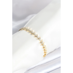 Mey İthalat® Pirinç Gold Renk Balık Sırtı Model Zirkon Taşlı Kadın Bileklik