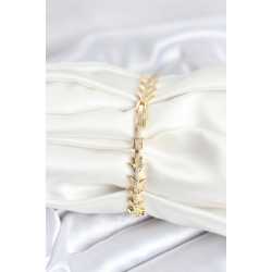 Mey İthalat® Pirinç Gold Renk Balık Sırtı Model Zirkon Taşlı Kadın Bileklik