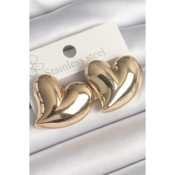 Mey İthalat® Pirinç Gold Renk Bomba Kalp Model Kadın Küpe