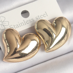 Mey İthalat® Pirinç Gold Renk Bomba Kalp Model Kadın Küpe