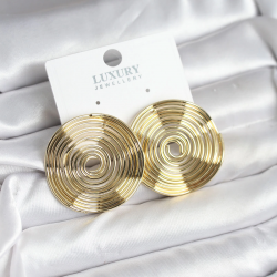 Mey İthalat® Pirinç Gold Renk Circle Model Kadın Küpe