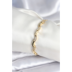 Mey İthalat® Pirinç Gold Renk Dalgalı Model Kadın Bileklik