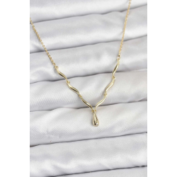 Mey İthalat® Pirinç Gold Renk Damla Model Kadın Kolye