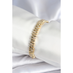 Mey İthalat® Pirinç Gold Renk Damla Model Zirkon Taşlı Kadın Bileklik