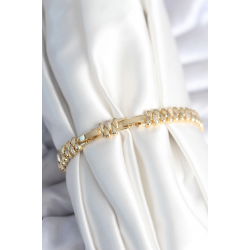 Mey İthalat® Pirinç Gold Renk Damla Model Zirkon Taşlı Kadın Bileklik