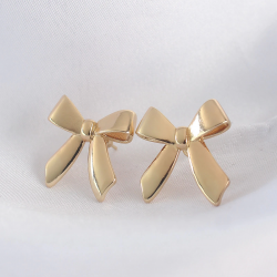 Mey İthalat® Pirinç Gold Renk Düz Plaka Fiyonk Küpe