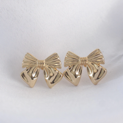 Mey İthalat® Pirinç Gold Renk Fiyonk Küpe