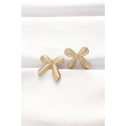 Mey İthalat® Pirinç Gold Renk Fiyonk Küpe