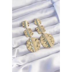 Mey İthalat® Pirinç Gold Renk Geometrik Ezme Plaka Küpe