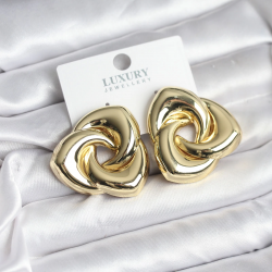 Mey İthalat® Pirinç Gold Renk Geometrik Vintage Kadın Küpe