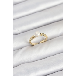 Mey İthalat® Pirinç Gold Renk Göbek İnci Model Kadın Yüzük