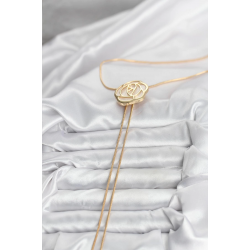 Mey İthalat® Pirinç Gold Renk Gül Model Asansörlü Kadın Kolye