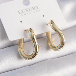 Mey İthalat® Pirinç Gold Renk Halka Model Kadın Küpe