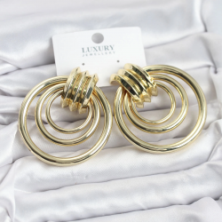 Mey İthalat® Pirinç Gold Renk Halka Model Vintage Kadın Küpe